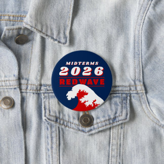 Badge Rond 7,6 Cm 2026 Midterms RED WAVE