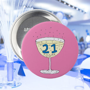 Badge Rond 7,6 Cm 21 Aujourd'hui insigne épingle 21e anniversaire fê