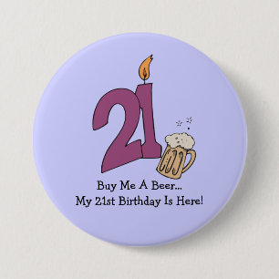 Badge Rond 7,6 Cm 21ème Bière d'anniversaire (personnalisable)