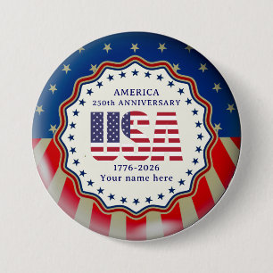 Badge Rond 7,6 Cm 250e anniversaire Semiquincentenaire des États-Uni