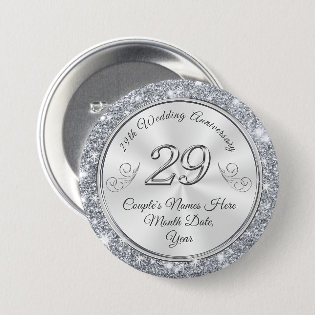 Badge Rond 7,6 Cm 29èmes goupilles personnalisées d'anniversaire de (Devant & derrière)
