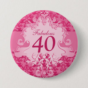 Badge Rond 7,6 Cm "40" fabuleux bouton/insigne de rose d'éléphant