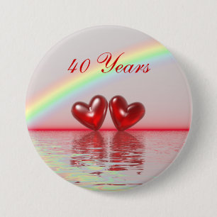 Badge Rond 7,6 Cm 40e Anniversary Ruby Hearts