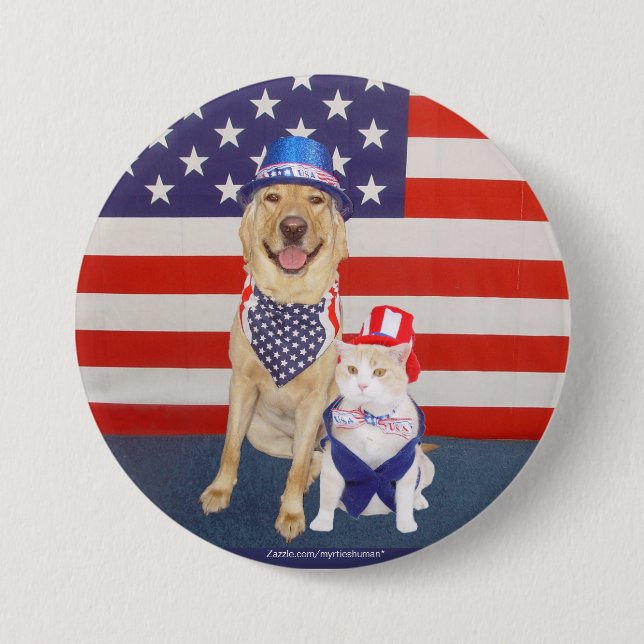 Badge Rond 7,6 Cm 4 juillet heureux ! ! (Devant)