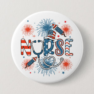 Badge Rond 7,6 Cm 4 juillet Patriotique Nurse Round