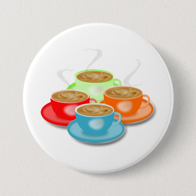 Badge Rond 7,6 Cm 4 tasses de bouton de café (Devant)