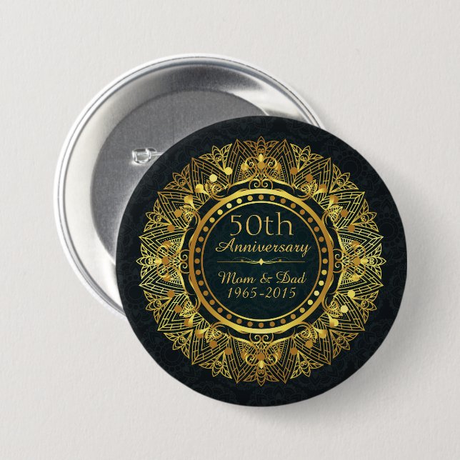 Badge Rond 7,6 Cm 50e anniversaire de Mariage de luxe classique (Devant & derrière)