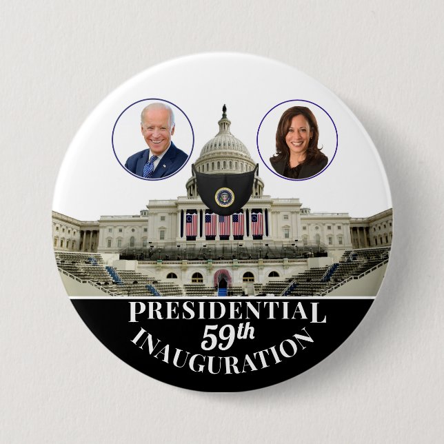 Badge Rond 7,6 Cm 59e Inauguration présidentielle Covid Capitol (Devant)
