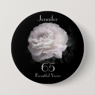 Badge Rond 7,6 Cm 65 Belles Années, Rose rose pâle Floral