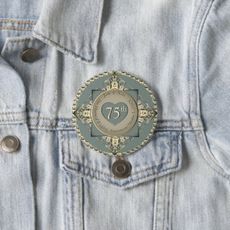 Badge Rond 7,6 Cm 75e anniversaire du Mariage Diamond