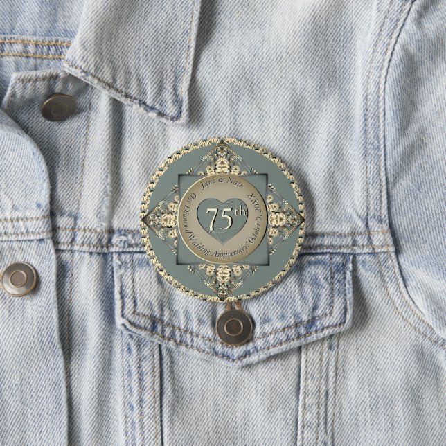 Badge Rond 7,6 Cm 75e anniversaire du Mariage Diamond (En situation)