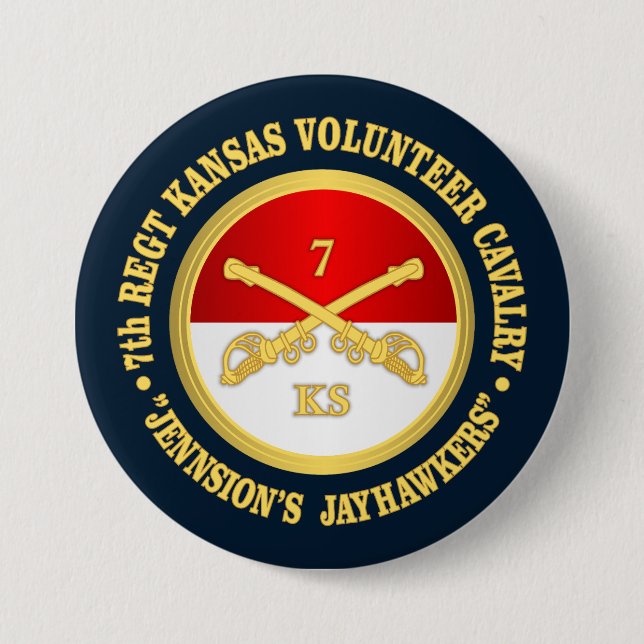 Badge Rond 7,6 Cm 7e cavalerie du Kansas (Devant)