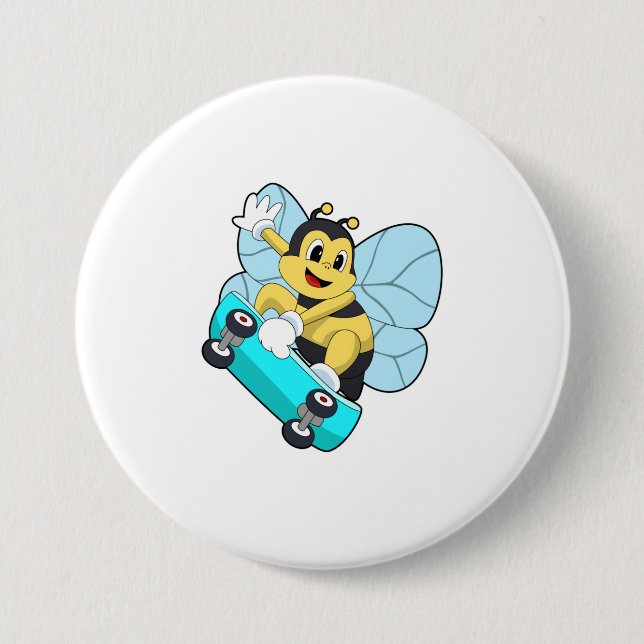 Badge Rond 7,6 Cm Abee comme patineur avec skateboard (Devant)