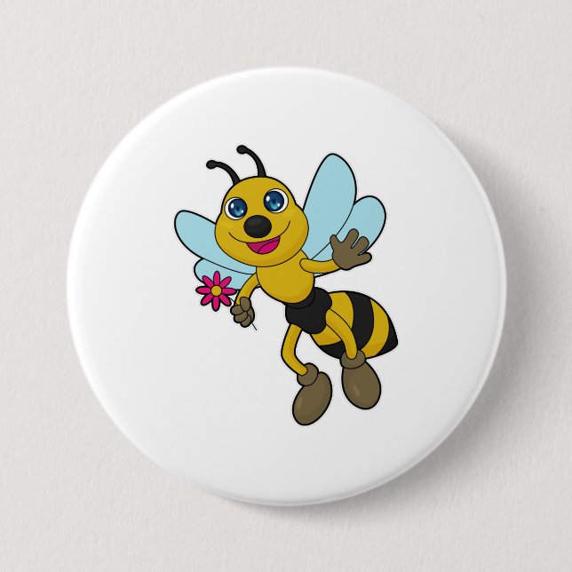 Badge Rond 7,6 Cm Abeille à fleurs (Devant)