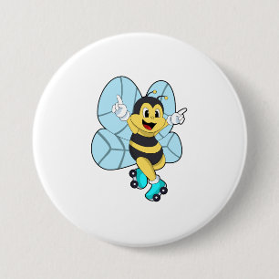 Badge Rond 7,6 Cm Abeille à roulettes