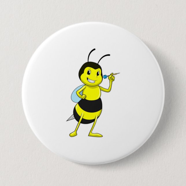 Badge Rond 7,6 Cm Abeille aux fléchettes avec tarte (Devant)