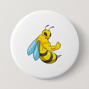 Badge Rond 7,6 Cm Abeille comme culturiste