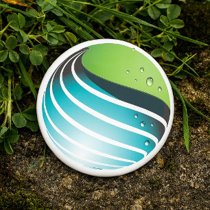 Badge Rond 7,6 Cm Abstrait Green Blue Globe