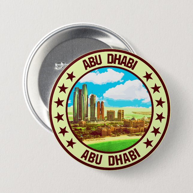 Badge Rond 7,6 Cm Abu Dhabi (Devant & derrière)