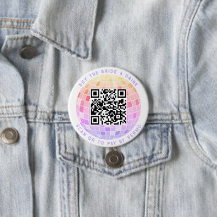 Badge Rond 7,6 Cm Acheter L'Épouse Un Drink Scan QR Pour Payer Retro