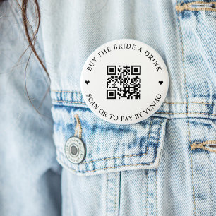 Badge Rond 7,6 Cm Acheter un verre à la mariée Bouton de code QR