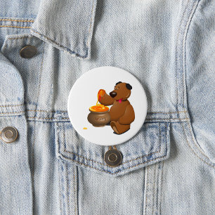 Badge Rond 7,6 Cm Adorable Ours d'amour du miel avec Pot de miel
