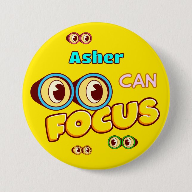 Badge Rond 7,6 Cm Affirmation Jaune Personnalisée Funny Binoculums (Devant)