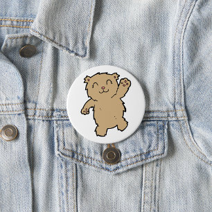 Badge Rond 7,6 Cm Agiter Adorable Ours Souriant