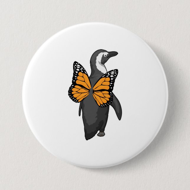 Badge Rond 7,6 Cm Ailes de papillon pingouin (Devant)