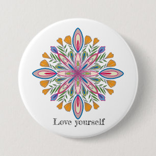 Badge Rond 7,6 Cm Aimez-vous les fleurs de mandala
