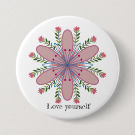 Badge Rond 7,6 Cm Aimez-vous les fleurs de mandala