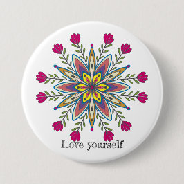 Badge Rond 7,6 Cm Aimez-vous les fleurs de mandala