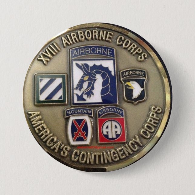 Badge Rond 7,6 Cm Airborne Tout Le Chemin ! (Devant)