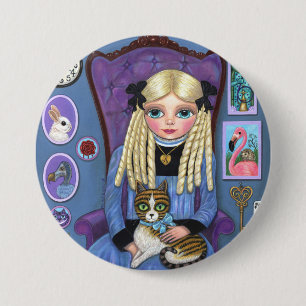 Badge Rond 7,6 Cm Alice à Wonderland & Dinah Cat Cute Fairy Tale