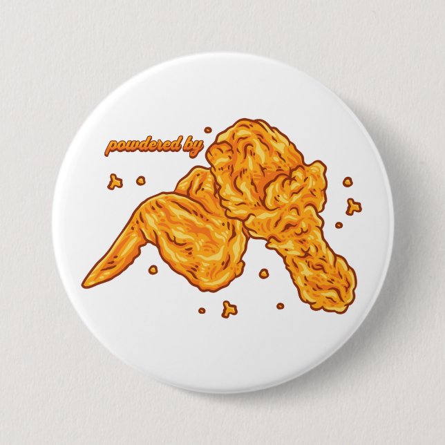 Badge Rond 7,6 Cm Alimenté par du poulet frit (Devant)