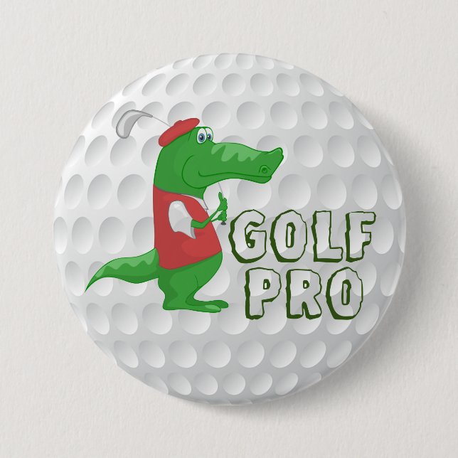 Badge Rond 7,6 Cm Alligator Golf Pro (Devant)
