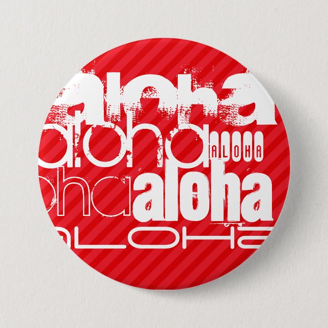Badge Rond 7,6 Cm Aloha ; Grandes rouges écarlates (Devant)