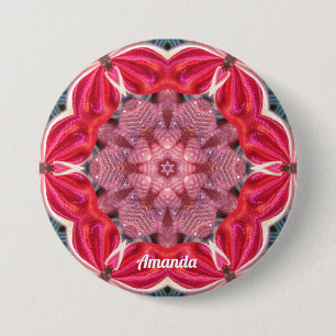 Badge Rond 7,6 Cm AMANDA ~ Blanc rose vert BLÉ