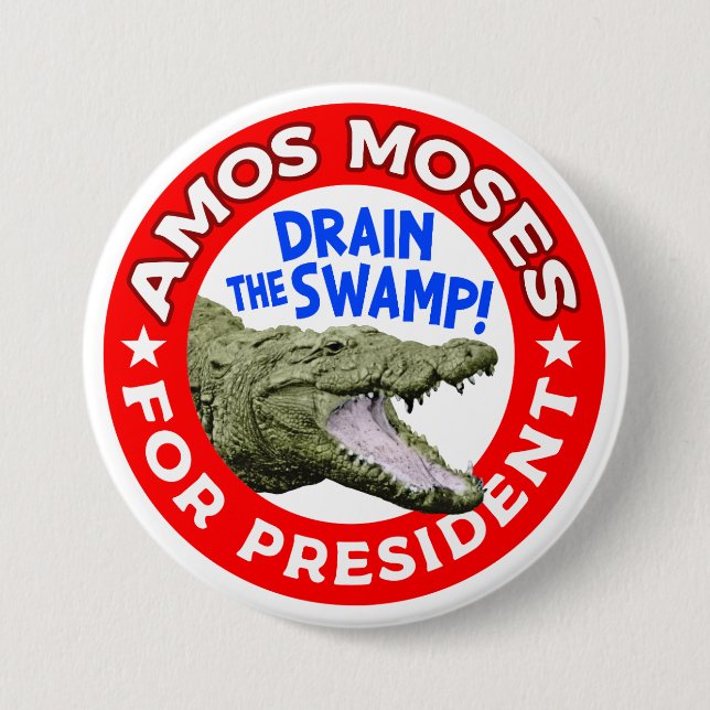Badge Rond 7,6 Cm Amos Moses, président (Devant)
