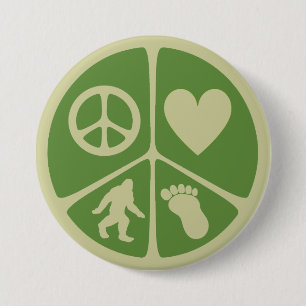 Badge Rond 7,6 Cm Amour Bigfoot de paix