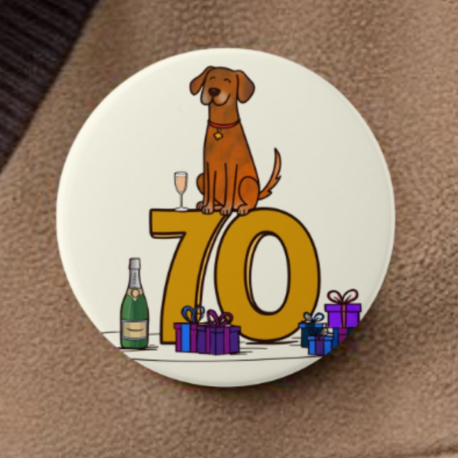 Badge Rond 7,6 Cm Amoureux de les chiens 70e anniversaire (Créateur téléchargé)