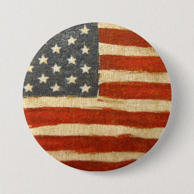 Badge Rond 7,6 Cm Ancien drapeau américain (Devant)