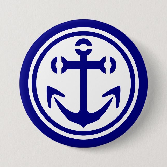 Badge Rond 7,6 Cm Ancre de marine (Devant)