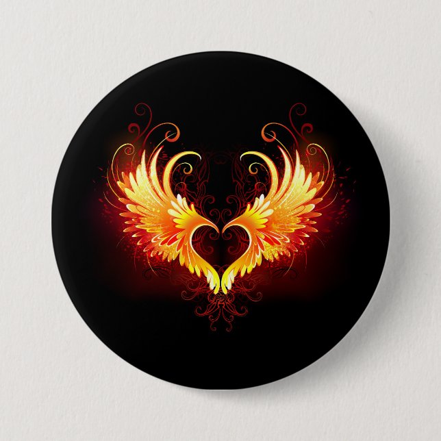 Badge Rond 7,6 Cm Angel Fire Heart with Wings (Devant)