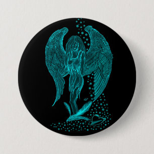 Badge Rond 7,6 Cm Angel perdu en amour, noir et vert Design
