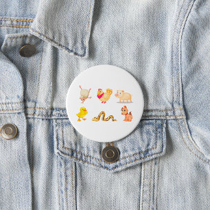 Badge Rond 7,6 Cm Animaux de ferme mignons et animaux de compagnie