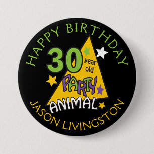 Badge Rond 7,6 Cm Animaux de fête de 30 ans