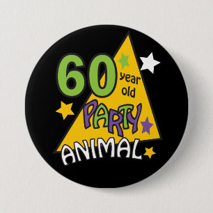 Badge Rond 7,6 Cm Animaux de fête de 60 ans - 60e anniversaire