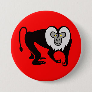 Badge Rond 7,6 Cm Animaux sauvages - MACAQUE à queue de lion -Singe