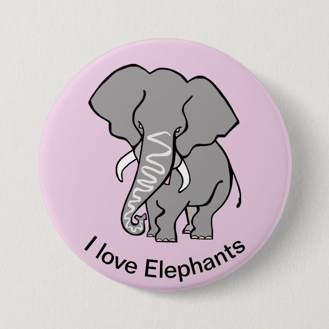 Badge Rond 7,6 Cm Animaux sauvages que j'aime ELEPHANTS - Afrique -  (Devant)